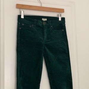 J.Crew Factory stretch velvet skinny jeans green